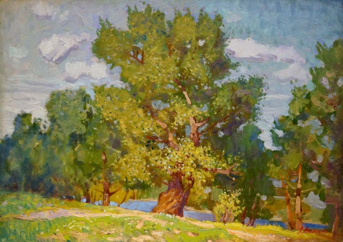 Oil painting Landscape Miroshnichenko Ivan Vasilievich: Title: Oil painting Landscape Miroshnichenko Ivan Vasilievich Description: No.Verns 177 *** ABOUT THIS PAINTING *** * TITLE: "Landscape" * ARTISTS: Miroshnichenko Ivan Vasilievich * SIZE: 50x70 cm/'19