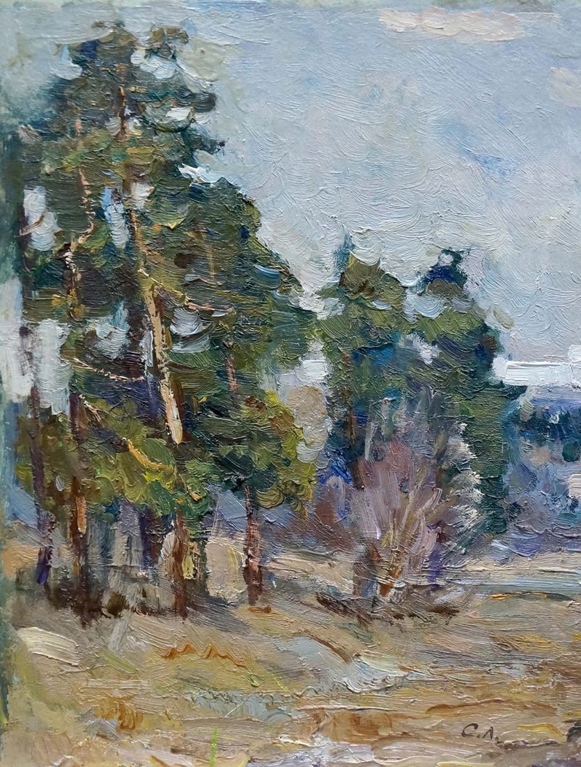 Oil painting In the forest on the outskirts: Title: Oil painting In the forest on the outskirts Description: No.Verns 185 *** ABOUT THIS PAINTING *** * TITLE: "In the forest on the outskirts" * ARTISTS: Unknown artist * SIZE: 40x30 cm/'15.74x11.