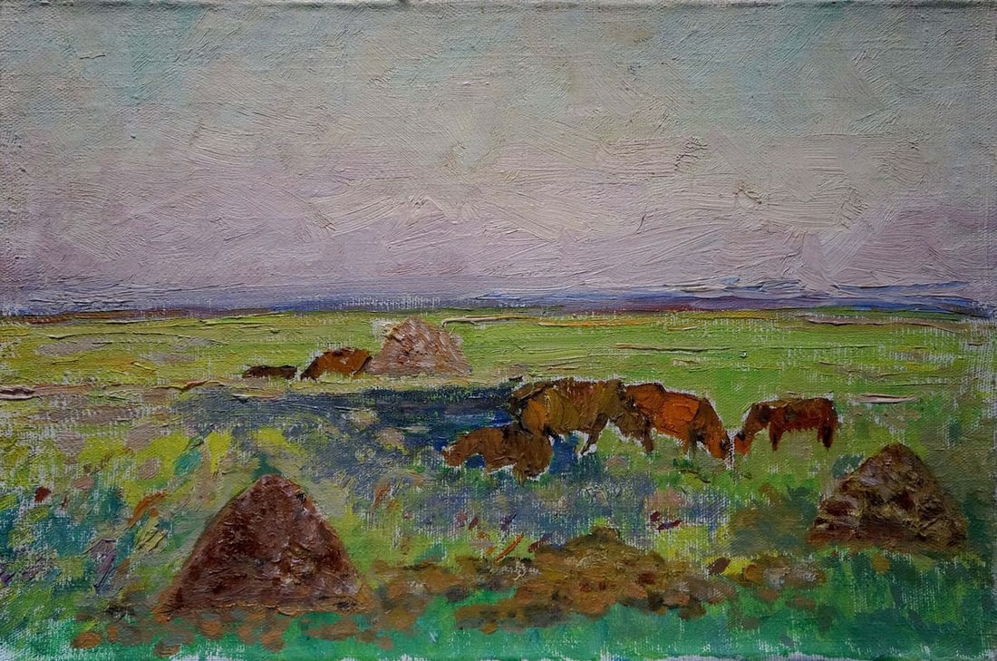 Oil painting Animals graze Sevastyanov Viktor Grigorievich (1 of 8)