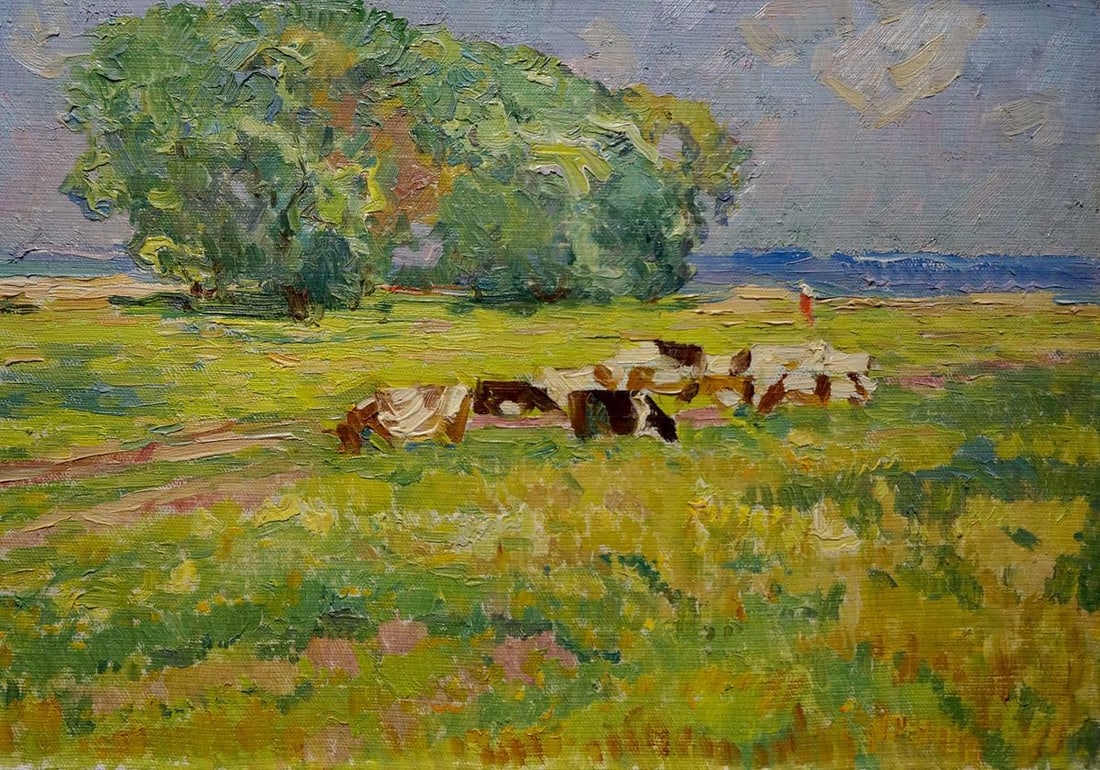 Oil painting Cows on the lawn Sevastyanov Viktor Grigorievich (1 of 8)