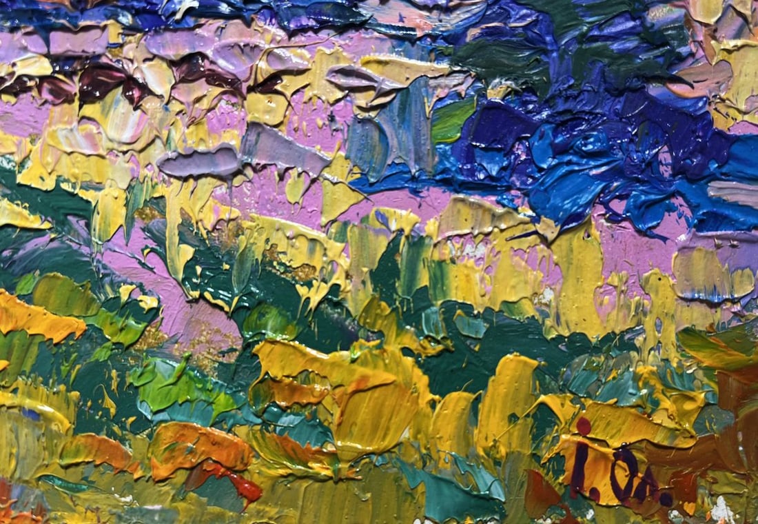 Oil painting Village in the shade of trees Alex Kalenyuk - 9