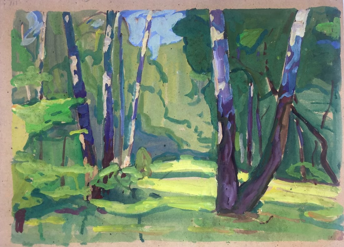Oil painting Birch Grove original picture painter (1 of 9)