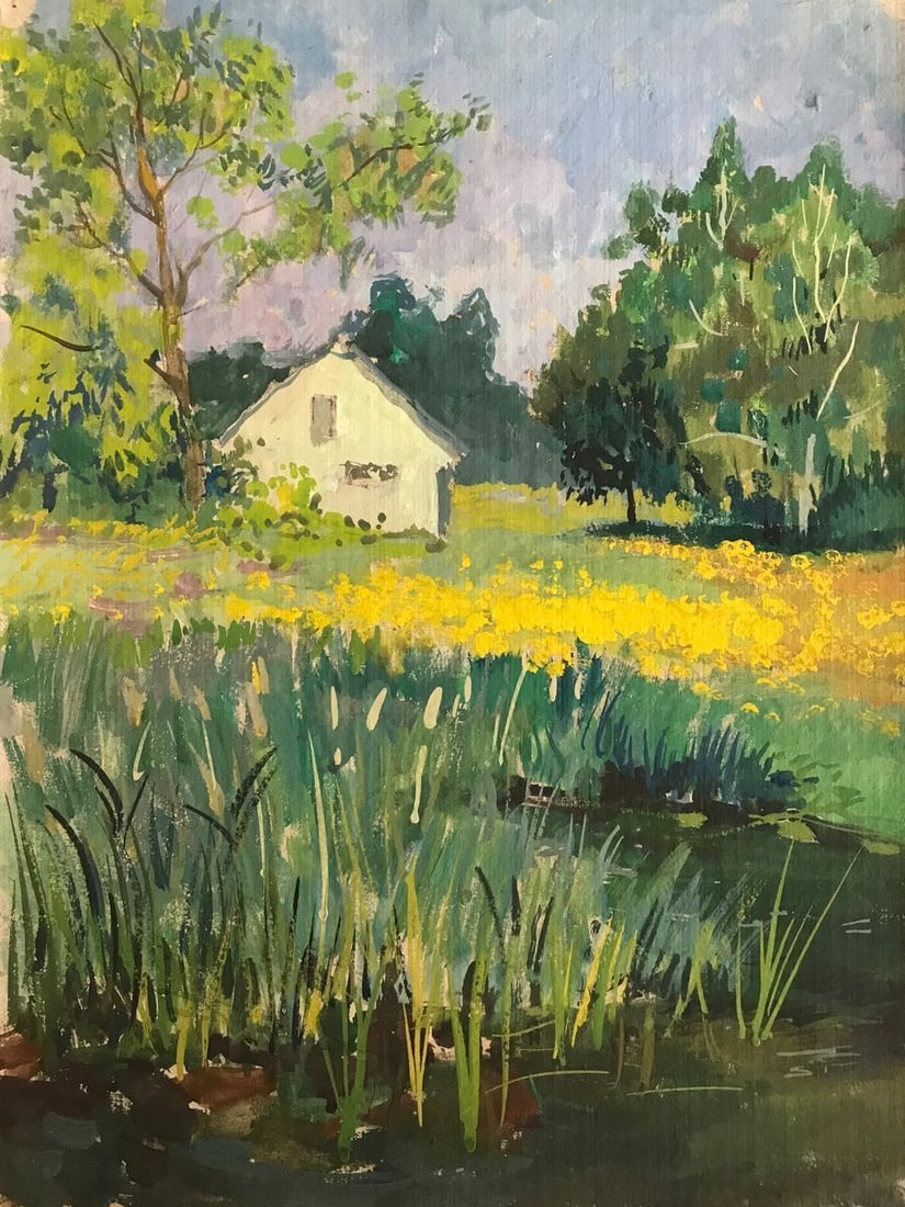 Tempera painting Dandelions have blossomed Wihyrovskii Victor: Title: Tempera painting Dandelions have blossomed Wihyrovskii Victor Description: No.AAA2162 This painting, entitled "Dandelions have blossomed", is a beautiful and evocative work of art. It depicts