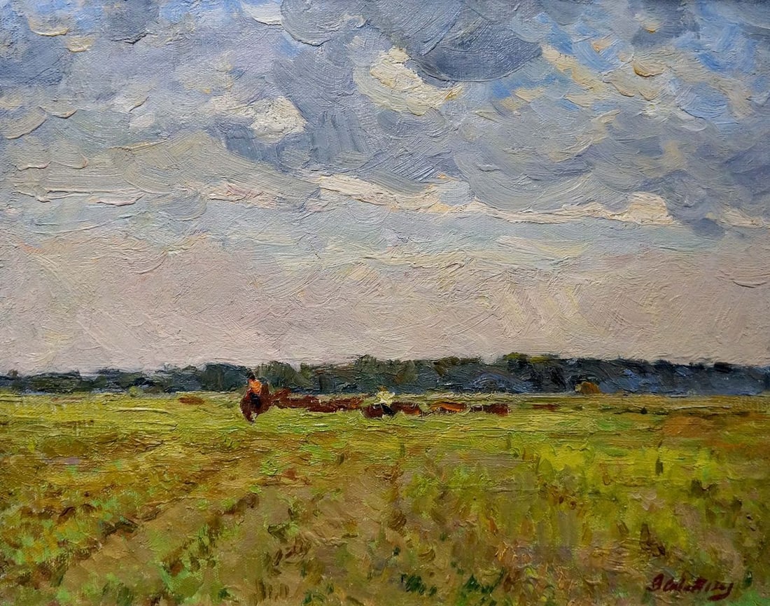 Oil painting In field Sevastyanov Viktor Grigorievich: Title: Oil painting In field Sevastyanov Viktor Grigorievich Description: No.Verns 768 *** ABOUT THIS PAINTING *** * TITLE: "In field" * ARTISTS: Sevastyanov Viktor Grigorievich * SIZE: 39x50 cm/'15.3