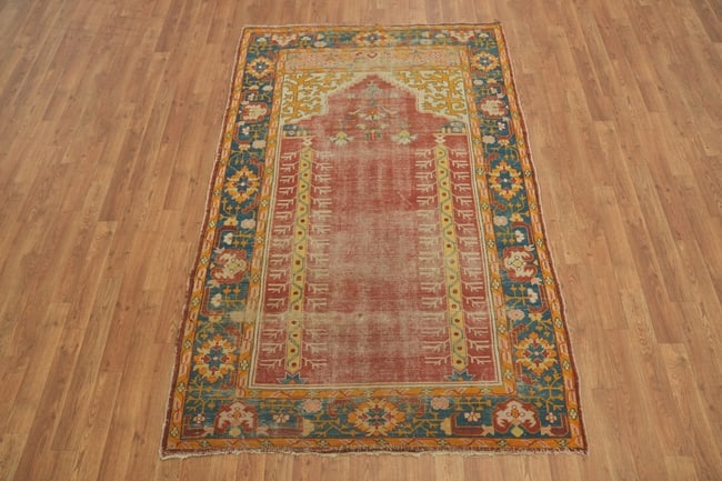 Antique Oushak Turkish Wool Rug 4x7 - 2