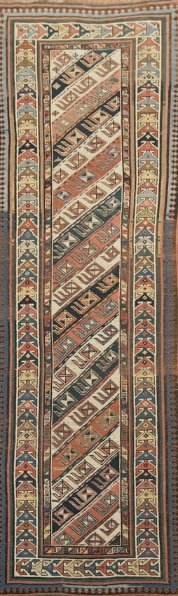 Pre-1900 Antique Kazak Oriental Runner Rug 3x11: Title:Pre-1900 Antique Kazak Oriental Runner Rug 3x11 Description:A Beautiful Genuine Russia Kazak rug is Hand Knotted by skillful weavers in Russia with