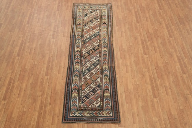 Pre-1900 Antique Kazak Oriental Runner Rug 3x11 - 3