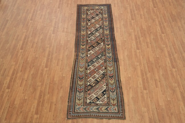 Pre-1900 Antique Kazak Oriental Runner Rug 3x11 - 5