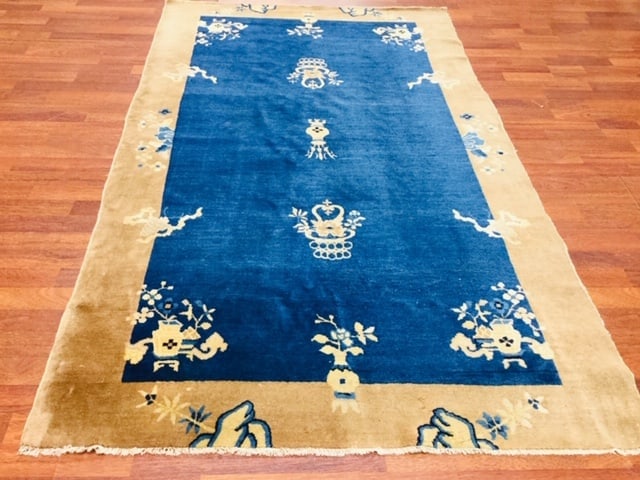 Antique Chinese Peking Rug-3511: Title:Antique Chinese Peking Rug-3511 Description:An antique Chinese Peking rug from Penjan China, size 4 ft. 1 inches by 6 ft. 10 inches, circa 120, excellent condition with a good pile throughout, c