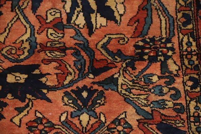 Antique Vegetable Dye Salmon Pink Lilian Persian Rug 5x6 - 10