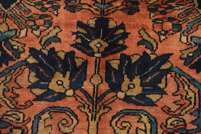 Antique Vegetable Dye Salmon Pink Lilian Persian Rug 5x6 - 11