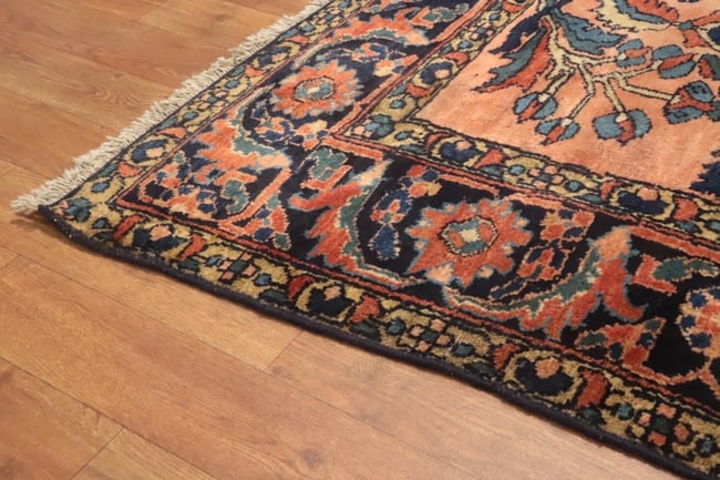 Antique Vegetable Dye Salmon Pink Lilian Persian Rug 5x6 - 14