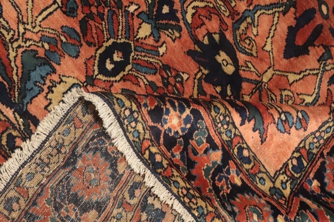 Antique Vegetable Dye Salmon Pink Lilian Persian Rug 5x6 - 15