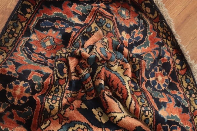 Antique Vegetable Dye Salmon Pink Lilian Persian Rug 5x6 - 16