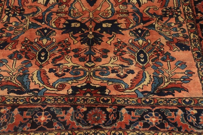 Antique Vegetable Dye Salmon Pink Lilian Persian Rug 5x6 - 7
