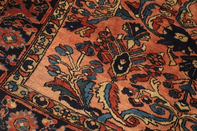 Antique Vegetable Dye Salmon Pink Lilian Persian Rug 5x6 - 8