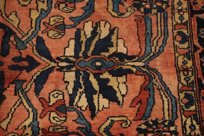Antique Vegetable Dye Salmon Pink Lilian Persian Rug 5x6 - 9