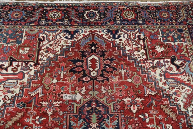 Antique Vegetable Dye Heriz Persian Area Rug 9x12 - 17