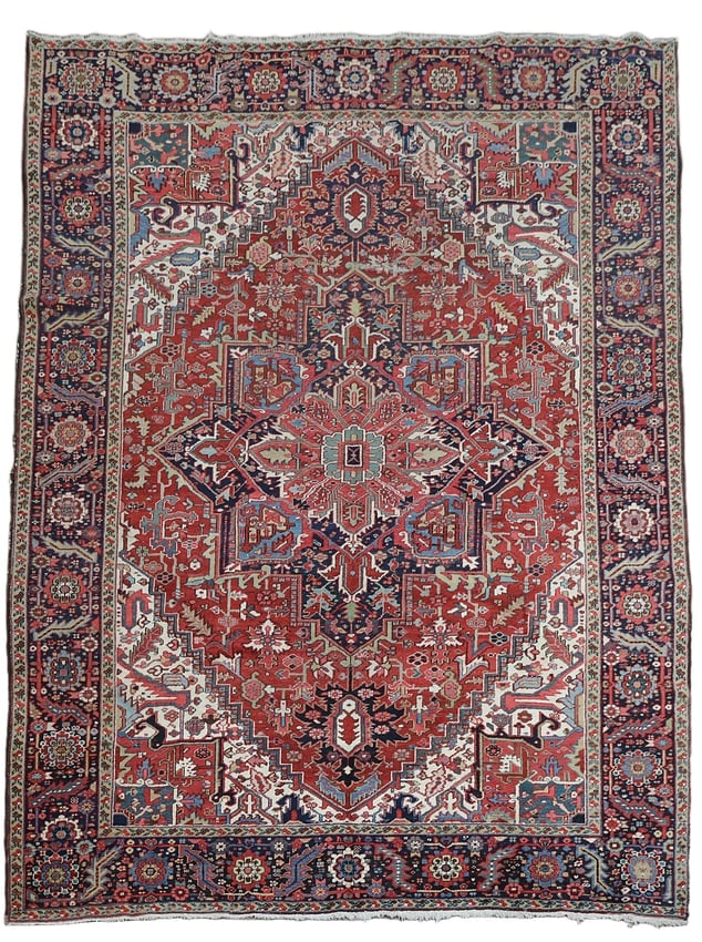 Antique Vegetable Dye Heriz Persian Area Rug 9x12: Title:Antique Vegetable Dye Heriz Persian Area Rug 9x12 Description:A Beautiful Genuine Iran ( Persia ) Heriz rug is Hand Knotted by skillful weavers in Iran ( Persia ) with