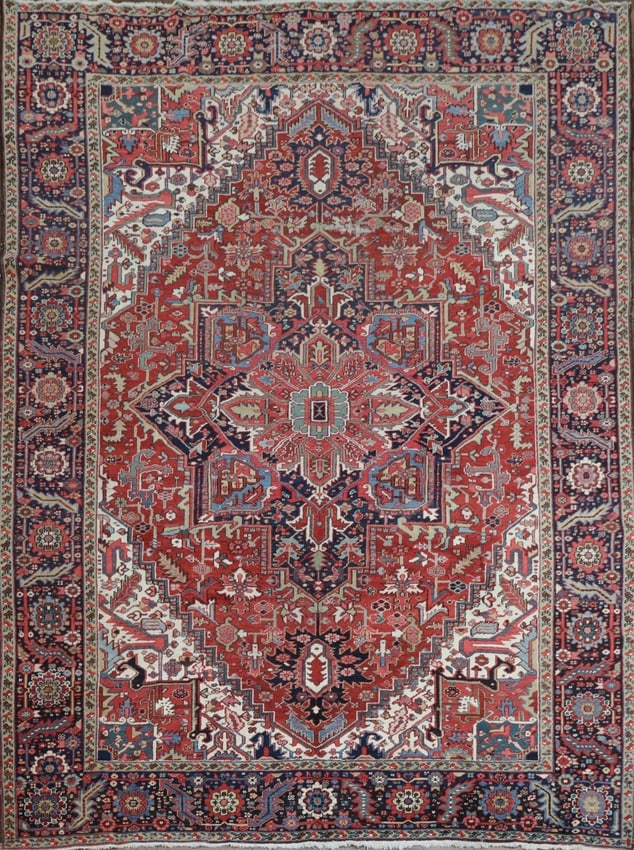 Antique Vegetable Dye Heriz Persian Area Rug 9x12 - 2