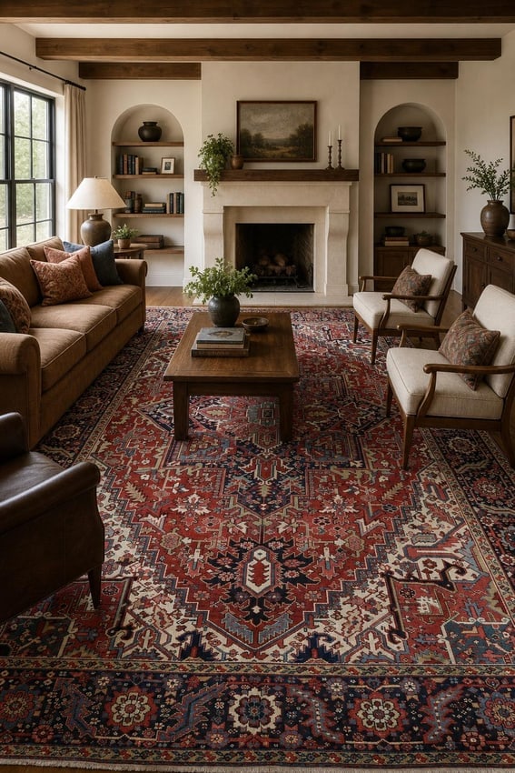 Antique Vegetable Dye Heriz Persian Area Rug 9x12 - 3