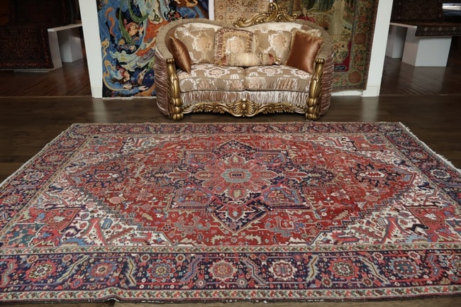 Antique Vegetable Dye Heriz Persian Area Rug 9x12 - 4