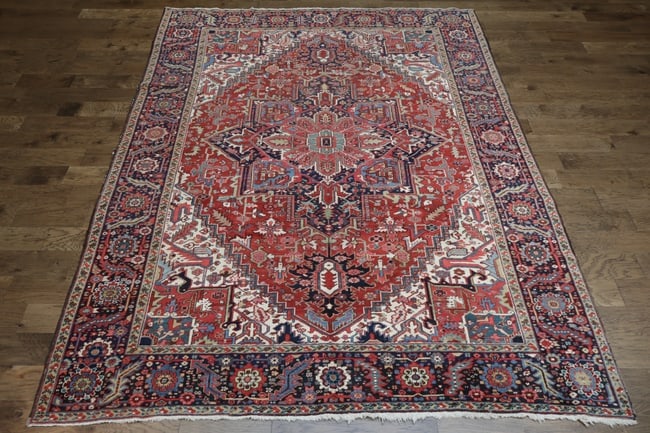 Antique Vegetable Dye Heriz Persian Area Rug 9x12 - 5