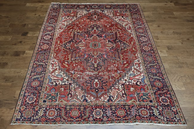 Antique Vegetable Dye Heriz Persian Area Rug 9x12 - 8