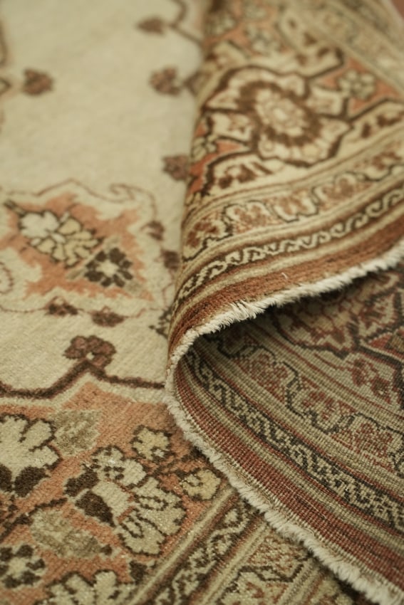Pre-1900 Antique Beige Tabriz Haj-Jalili Persian Rug 4'x6' - 19