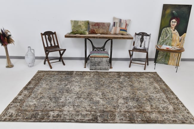 6'2'' x 9'10'' Handmade Vintage Wool Rug - 20255 - 2