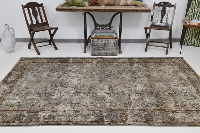 6'2'' x 9'10'' Handmade Vintage Wool Rug - 20255 - 3