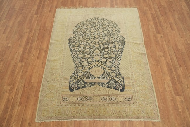 Pre-1900 Antique Anatolian Turkish Silk Rug 5x6 - 3