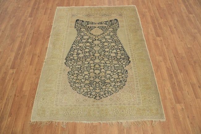 Pre-1900 Antique Anatolian Turkish Silk Rug 5x6 - 5