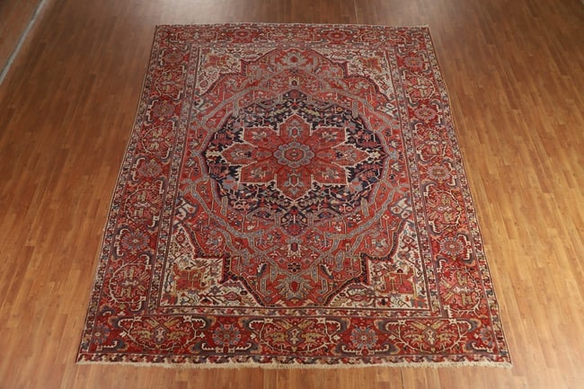 Antique Vegetable Dye Heriz Serapi Persian Area Rug 10x12 - 3