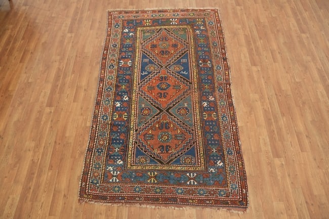 Pre-1900 Antique Qashqai Persian Wool Rug 4x8 - 3