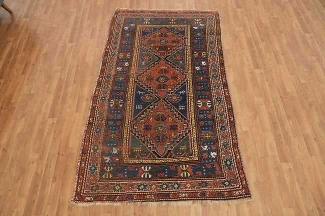 Pre-1900 Antique Qashqai Persian Wool Rug 4x8 - 5