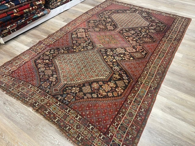 Antique Tribal Persian Khamseh Shiraz Rug-2020 - 10