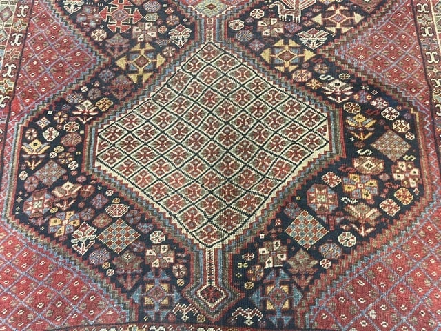 Antique Tribal Persian Khamseh Shiraz Rug-2020 - 4