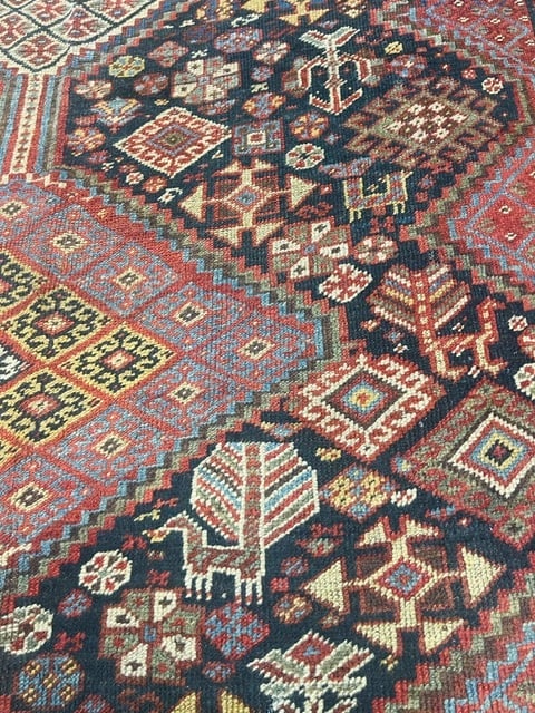 Antique Tribal Persian Khamseh Shiraz Rug-2020 - 6