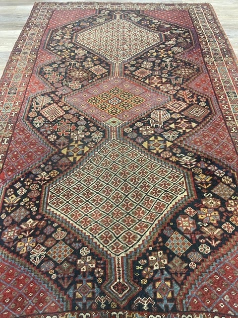 Antique Tribal Persian Khamseh Shiraz Rug-2020 - 9