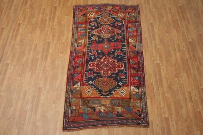 Blue Vegetable Antique Tribal Wool Kazak Oriental Area Rug 5x9 - 3