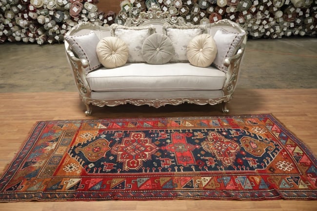 Blue Vegetable Antique Tribal Wool Kazak Oriental Area Rug 5x9 - 4