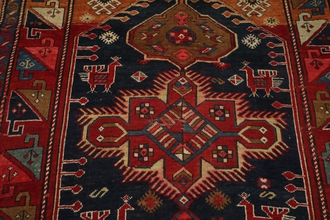 Blue Vegetable Antique Tribal Wool Kazak Oriental Area Rug 5x9 - 8
