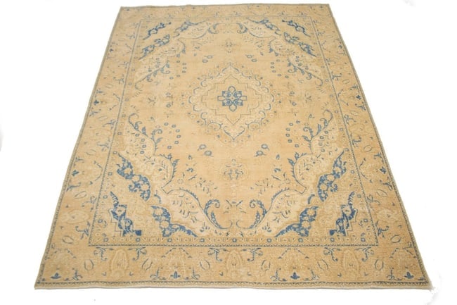 Antique Traditional Muted Beige 9X12 Tabriz Persian Rug - 3