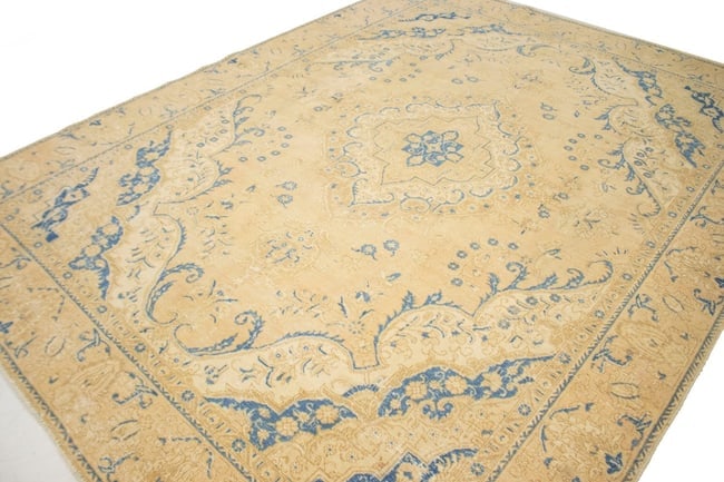 Antique Traditional Muted Beige 9X12 Tabriz Persian Rug - 4