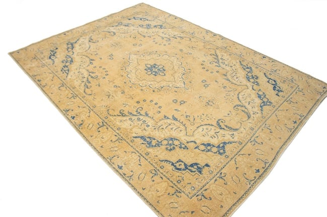 Antique Traditional Muted Beige 9X12 Tabriz Persian Rug - 5