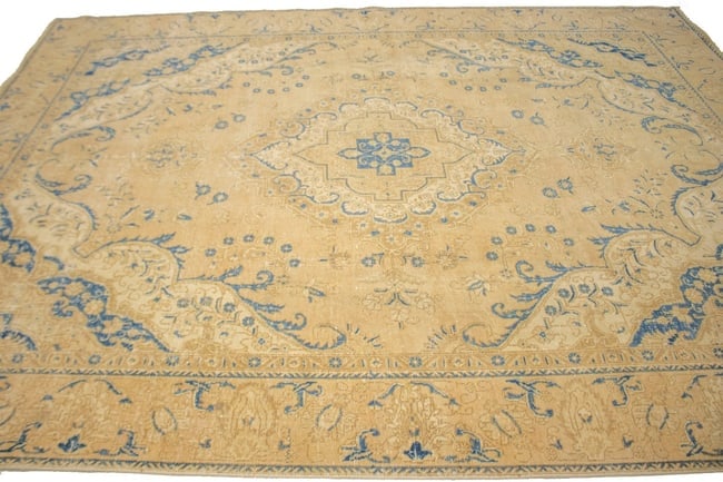 Antique Traditional Muted Beige 9X12 Tabriz Persian Rug - 6