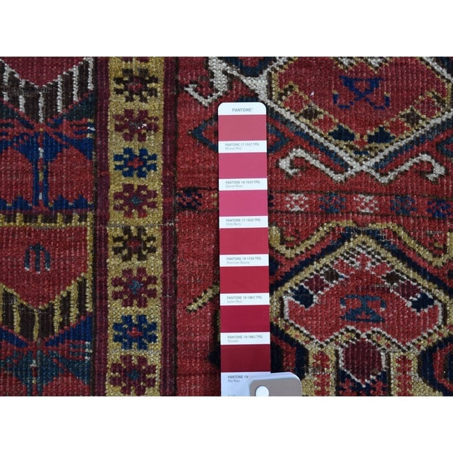 Midnight Blue Antique Afghan Beshir Geometric Hand Knotted Wool Rug - 7