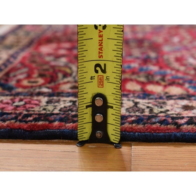 Jalapeno Red Mat Antique Zoroastrian Sarouk Hand Knotted Oriental Rug - 5