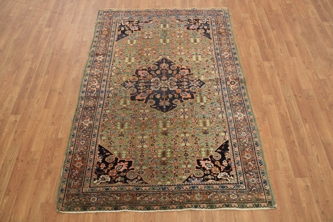 Green Antique Wool Sultanabad Persian Rug 4x6 - 3